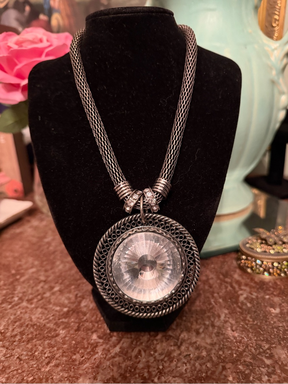Austrian Crystal & Swarovski Crystal Round Pendant Necklace